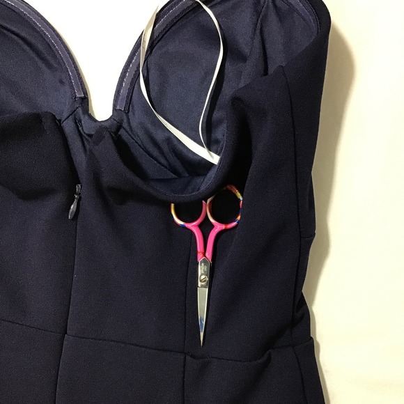 LULU'S SZ S Blue Height of Elegance Plunge Neck Mermaid Maxi Dress NWT 0B8 *flaw - Picture 12 of 14